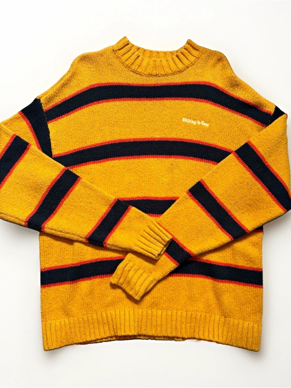 PacSun Mustard Yellow Striped Crewneck Sweater